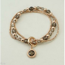 Bracelet  (Smoky Quarz- brown/ 925 Silver rose gold-plated)